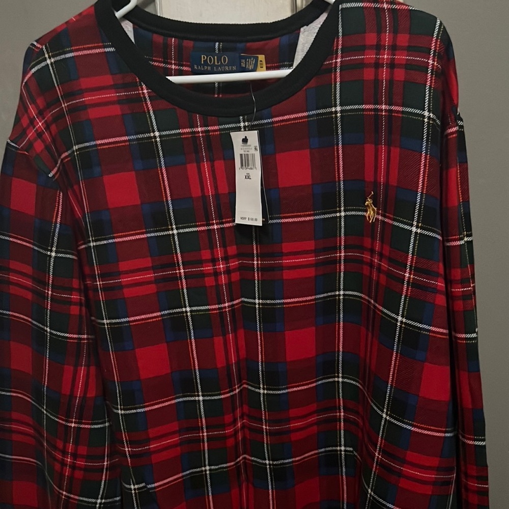 Polo Ralph Lauren Plaid Tartan Christmas Crew Sweater Pullover Shirt Mens *$168